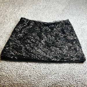 ARMAZEM P Black Sequin Fully Lined Mini Skirt